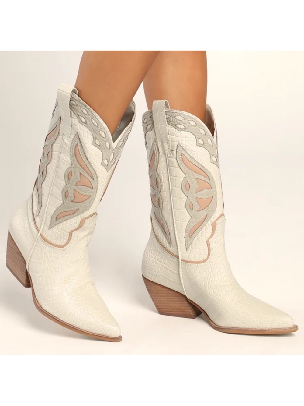 Steve Madden Butterfly Cowboy Boots- Pink & Cream